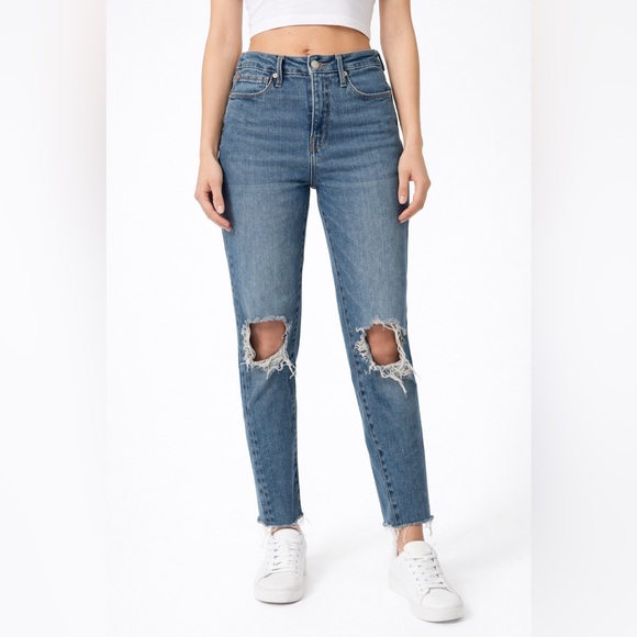 Good American Denim - Good American Good Vintage High-Rise Straight Distressed Jeans